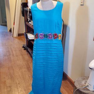 Vintage Mexican embroidered designer maxi dress